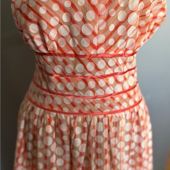 Robbie Bee 18W Coral Polka Dot Midi Dress Fit & Flare Plus Size - Picture 3 of 7